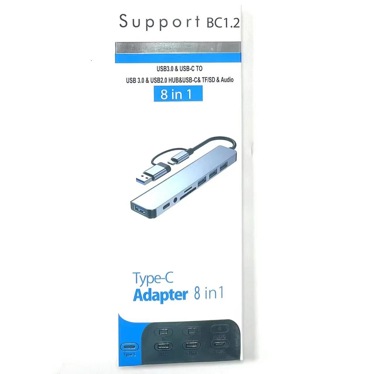Support BC1.2 8 İn 1 Usb type-c usb 2.0/3.0 Audio 3.5 TF SD Çevirici Adaptör Çok Portlu Çoklayıcı Usb Hub