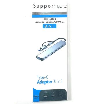 Support BC1.2 8 İn 1 Usb type-c usb 2.0/3.0 Audio 3.5 TF SD Çevirici Adaptör Çok Portlu Çoklayıcı Usb Hub