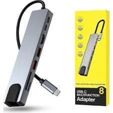 Multifunction adaptör 8-IN-1 USB C Hub Type-C Bağlantı İstasyonu Çoklu Bağlantı Noktası Adaptörü 4K HD RJ45 Ethernet USB 3.0 PD Şarj Bağlantı Noktası SD TF Kart Okuyucu