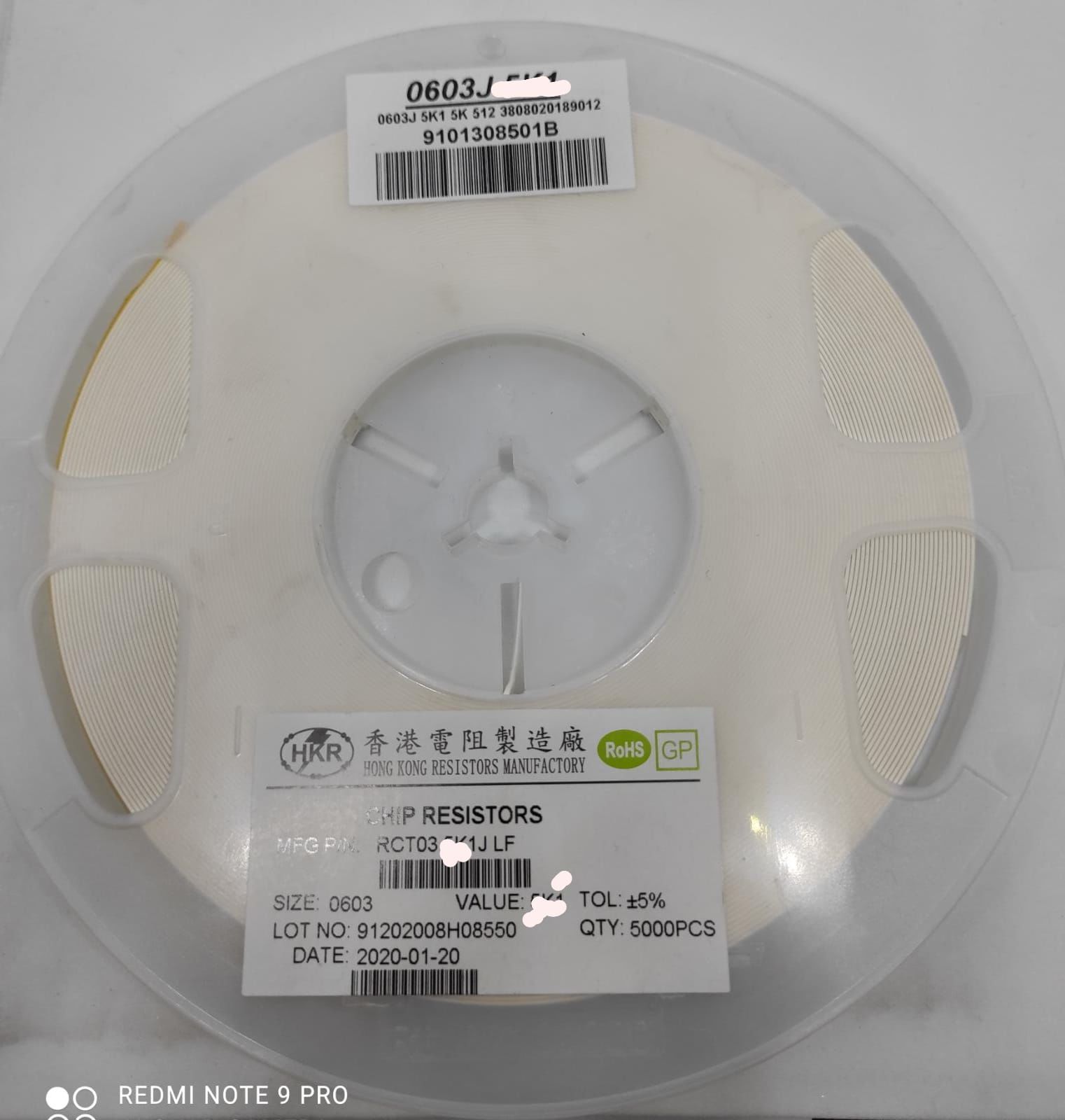 1K5 603 Smd Direnç %5 RCT031K5JLF HKR 5000 ADET