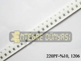 220PF 1206 Smd Kondansatör  %10 X7R 25 Adet