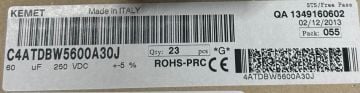 60UF 250V DC Polyester Kondansatör %5 R52.5 KUTU 4PİN MKP ( C4ATDBW5600A30J)
