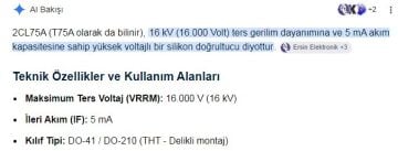 2CL75A T75A 16000V 16KV 5mA Hızlı Diyot