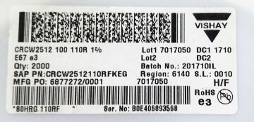 110R 2512 SMD Direnç %1 1W - 2000 Adet