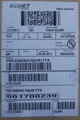 15NF 400V Polyester Kondansatör %5 RM:7.5