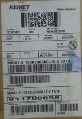 1NF 250V Polyester Kondansatör %10 RM:7.5