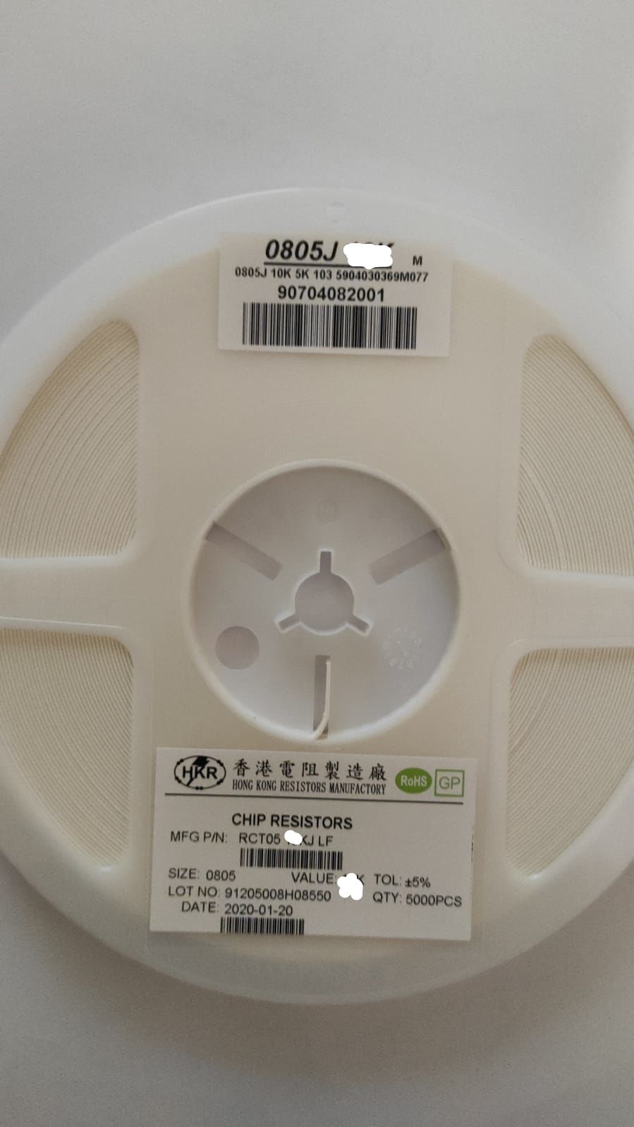 180R 805 Smd Direnç %5  RCT05180RJLF 5000 ADET